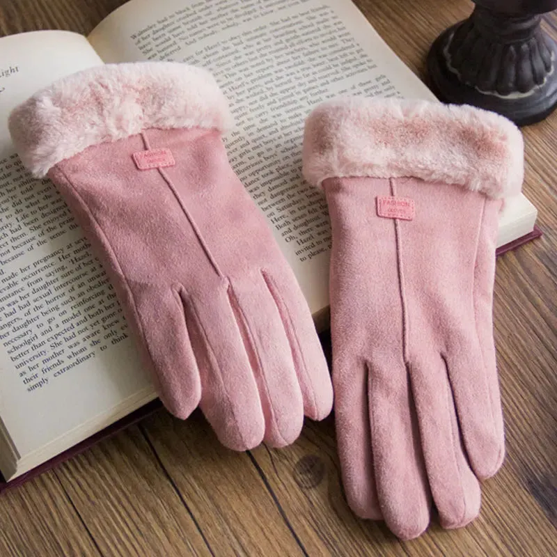 Warm Furry Winter Gloves for Women – Touchscreen Mittens, Full Finger Fit