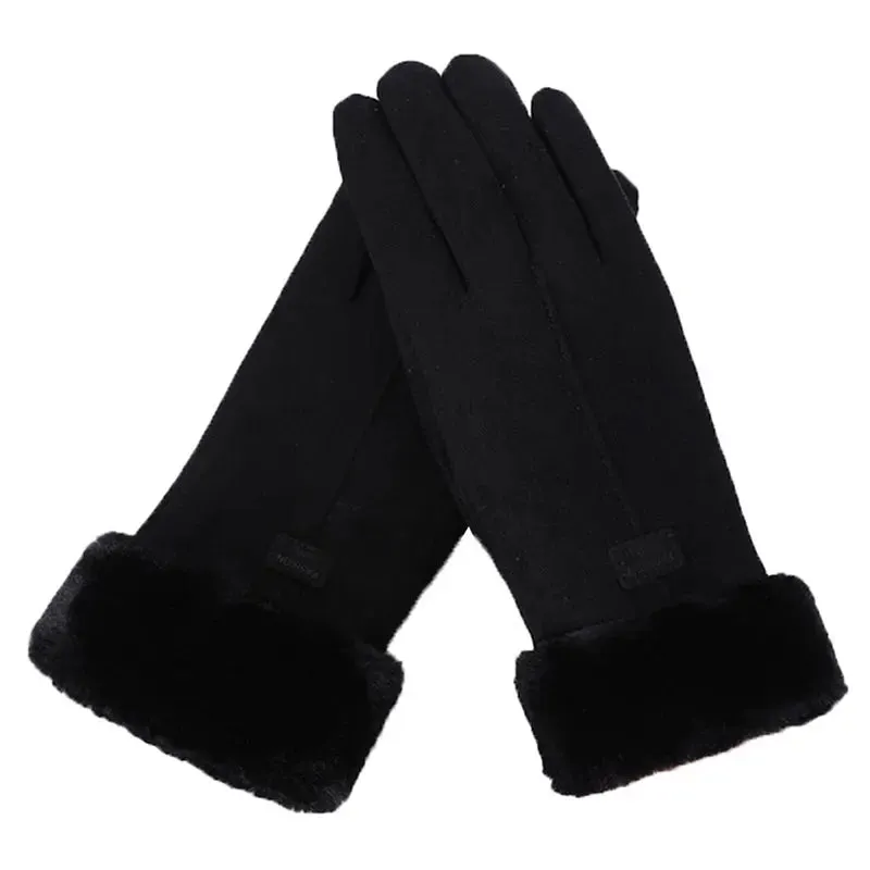 Warm Furry Winter Gloves for Women – Touchscreen Mittens, Full Finger Fit