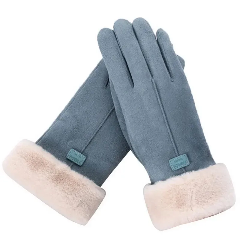 Warm Furry Winter Gloves for Women – Touchscreen Mittens, Full Finger Fit