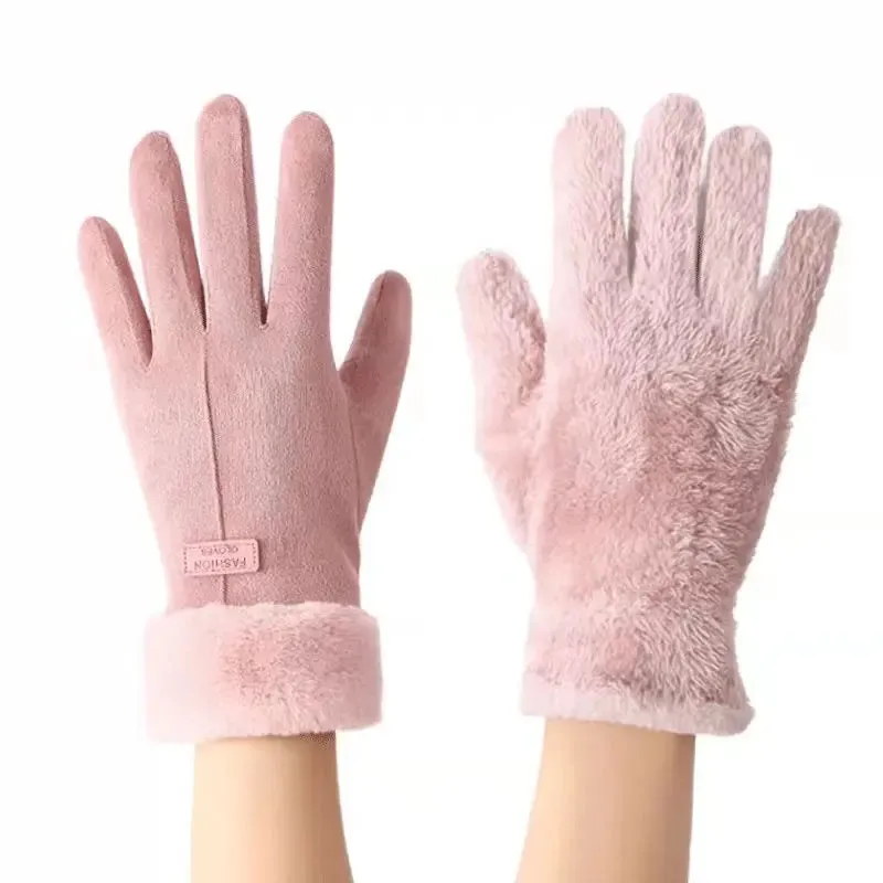 Warm Furry Winter Gloves for Women – Touchscreen Mittens, Full Finger Fit