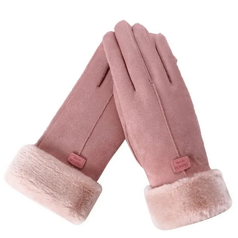 Warm Furry Winter Gloves for Women – Touchscreen Mittens, Full Finger Fit