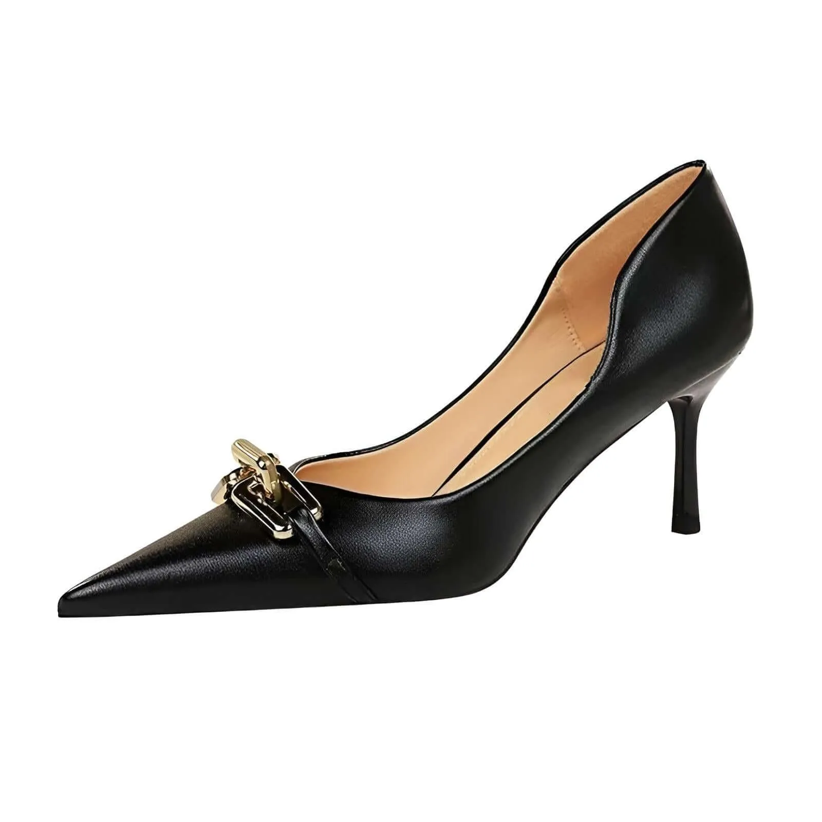 Women's Elegant Metal Design Kitten Heel Pumps