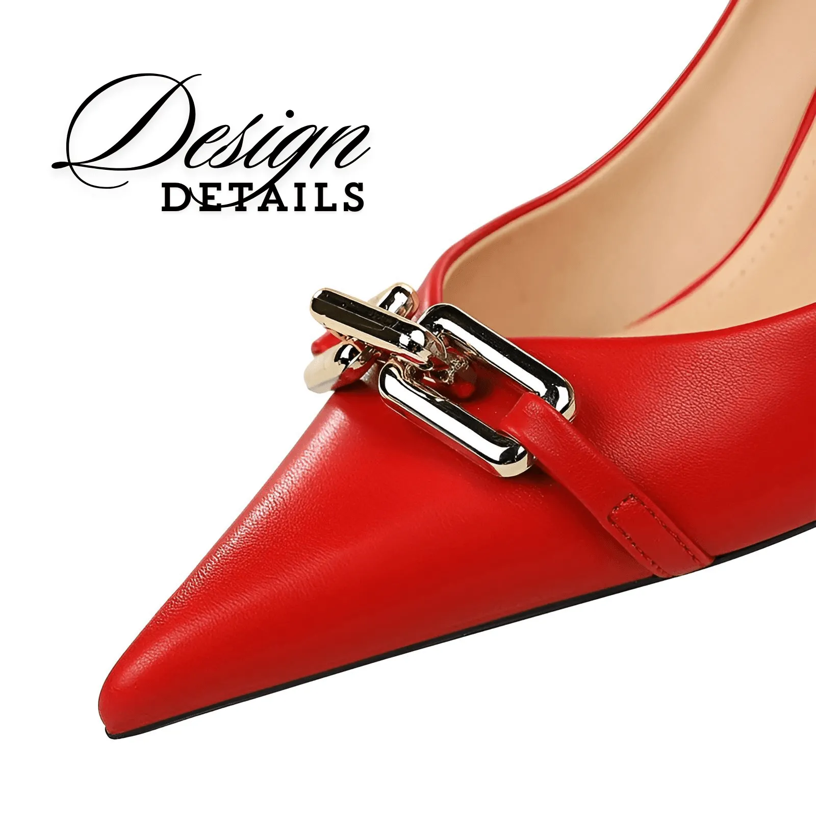 Women's Elegant Metal Design Kitten Heel Pumps