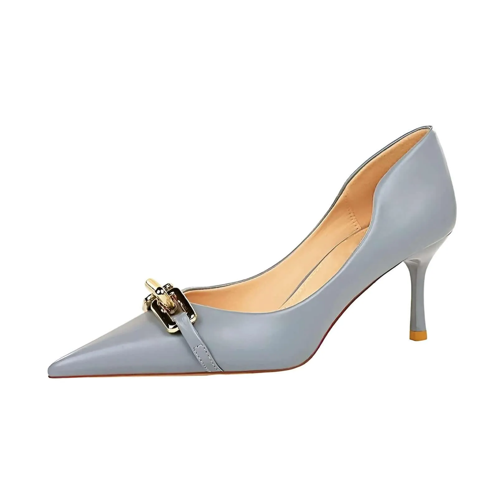 Women's Elegant Metal Design Kitten Heel Pumps