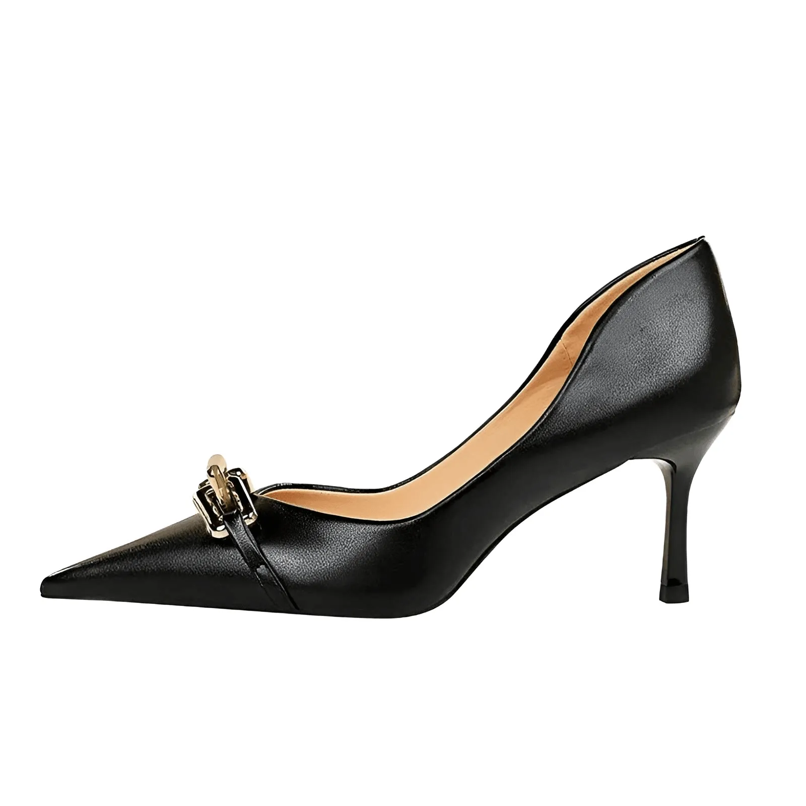 Women's Elegant Metal Design Kitten Heel Pumps