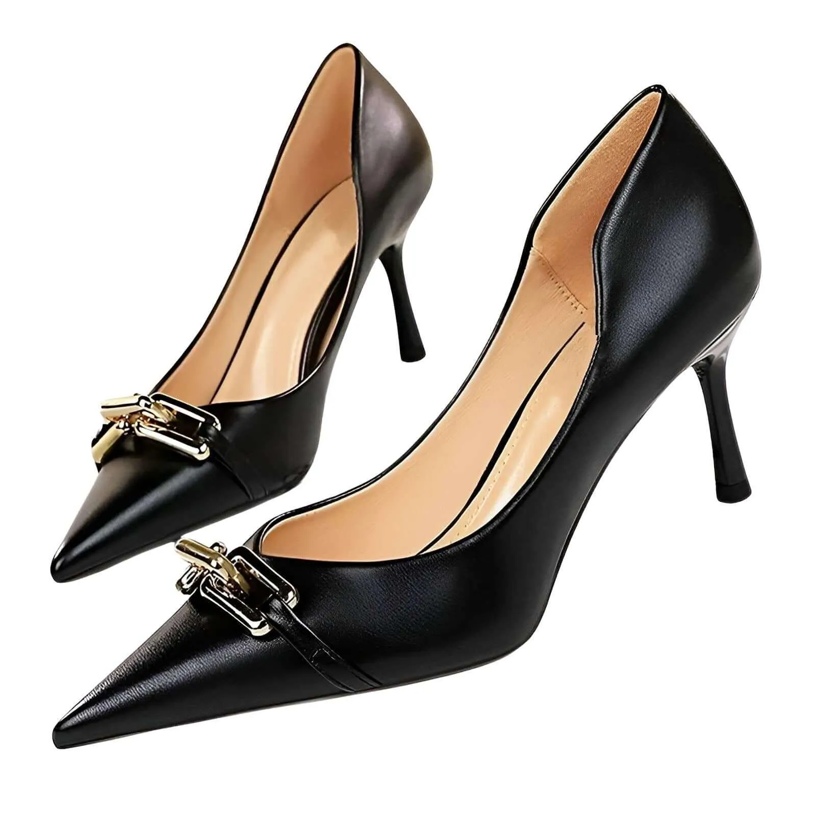 Women's Elegant Metal Design Kitten Heel Pumps