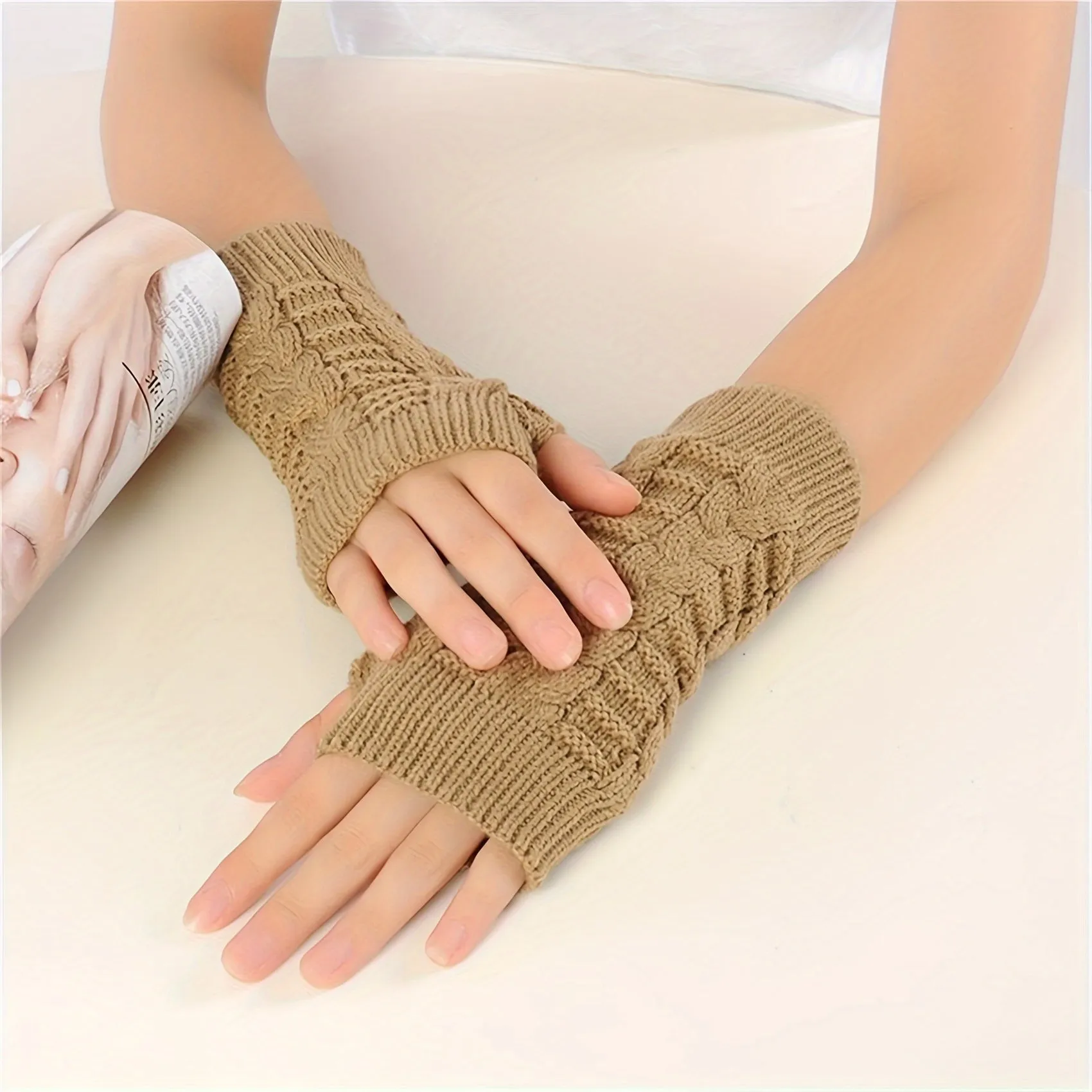 Women's Outdoor Gloves, Winter Warm Gloves, Open Finger Gloves, Driving And Riding Women's Gloves