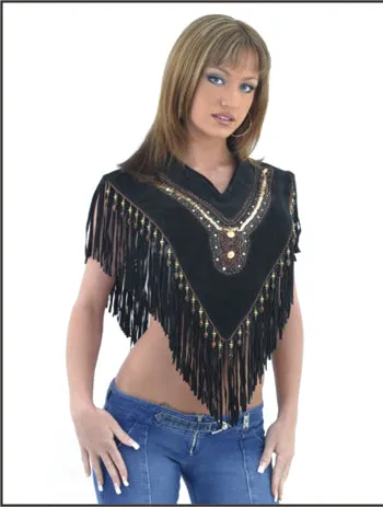 Womens Stylish Leather Poncho